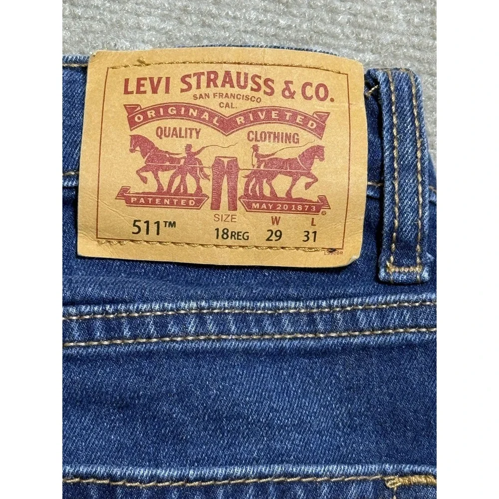 Levis 511 Jeans Boys 18 Regular 29x31 Blue Slim Fit Performance‎ Stretch Denim